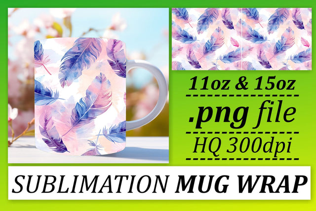 Vibrant Colorful Feather Mug Sublimation: 11oz 15oz Joyful Collection Sublimation afrosvg 