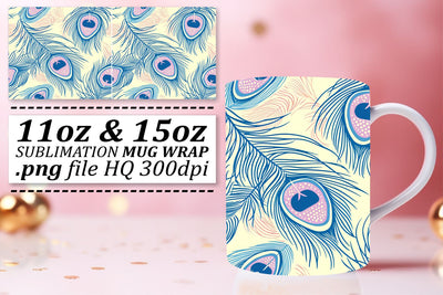 Vibrant Colorful Feather Mug Sublimation: 11oz 15oz Joyful Collection Sublimation afrosvg 