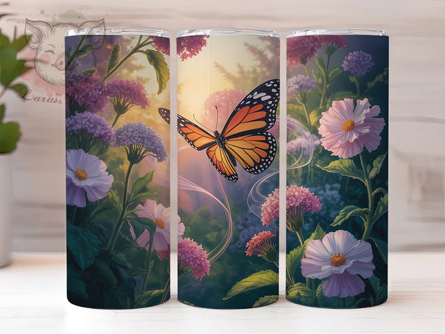 Vibrant Colorful Floral Butterfly Tumbler, Floral Butterfly Tumbler, Vibrant Butterfly Wrap, Artistic Floral Wrap, Seamless Butterfly Wrap, Sublimation Design, Trendy Gift Idea Sublimation Lara' s Designs 