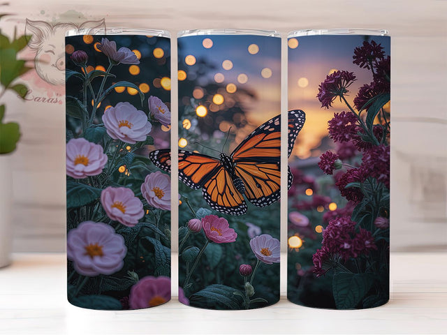 Vibrant Colorful Floral Butterfly Tumbler, Floral Butterfly Tumbler, Vibrant Butterfly Wrap, Artistic Floral Wrap, Seamless Butterfly Wrap, Sublimation Design, Trendy Gift Idea Sublimation Lara' s Designs 