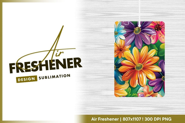 Vibrant colorful floral pattern background air freshener png Sublimation Regulrcrative 