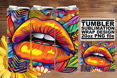 Vibrant Colorful Lips Wrap – 20oz Sublimation Design for Tumblers Sublimation afrosvg 