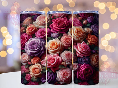 Vibrant Colorful Rose Floral Tumbler, Floral Rose Tumbler, Artistic Rose Wrap, Whimsical Floral Wrap, Vibrant Rose Wrap, Sublimation Design, Trendy Gift Idea Sublimation SvggirlplusArt 