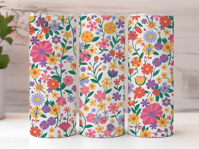 Vibrant Colorful Spring Floral Tumbler, Spring Floral Tumbler, Bright Flower Wrap, Artistic Floral Wrap, Vibrant Spring Wrap, Sublimation Design, Trendy Gift Idea Sublimation Lara' s Designs 