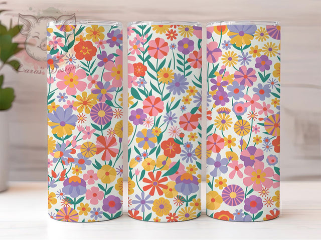 Vibrant Colorful Spring Floral Tumbler, Spring Floral Tumbler, Bright Flower Wrap, Artistic Floral Wrap, Vibrant Spring Wrap, Sublimation Design, Trendy Gift Idea Sublimation Lara' s Designs 