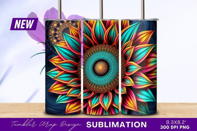 Vibrant colorful sunflower abstract art tumbler png Sublimation Regulrcrative 