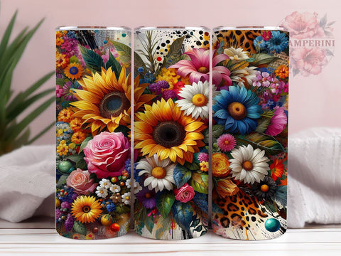 Vibrant Colorful Sunflowers Leopard 20oz Tumbler Wrap PNG, Sunflowers Tumbler Png, Straight & Tapered Tumbler Wrap, Instant Digital Download Sublimation Li Zamperini 