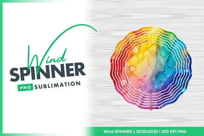 Vibrant colorful watercolor painting abstract wind spinner round Sublimation Regulrcrative 