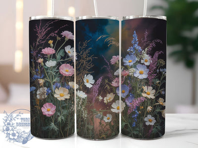 Vibrant Colorful Wildflower Tumbler, Vibrant Floral Tumbler, Colorful Flower Wrap, Artistic Botanical Wrap, Whimsical Wildflower Wrap, Sublimation Design, Trendy Gift Idea Sublimation ToriDesigns 