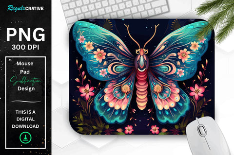 Vibrant Colors Mystical Moth Mouse pad Bundle Sublimation Regulrcrative 