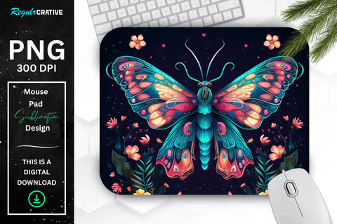 Vibrant Colors Mystical Moth Mouse pad Bundle Sublimation Regulrcrative 