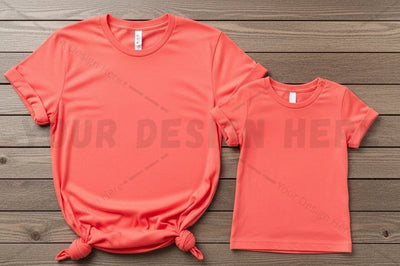 Vibrant coral t-shirt mockup design Mock Up Photo Regulrcrative 