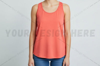 Vibrant coral women's tank top Mock Up Photo Regulrcrative 