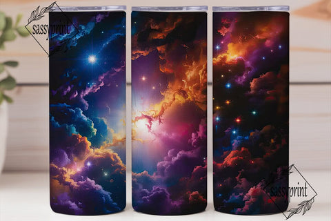 Vibrant Cosmic Nebula 20oz Tumbler Wrap Sublimation sassyprint 
