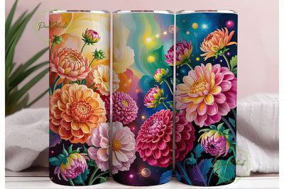 Vibrant Dahlia Floral 20oz Tumbler Wrap Sublimation PixelChick 