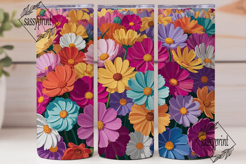 Vibrant Daisy Floral 20oz Tumbler Wrap Sublimation sassyprint 