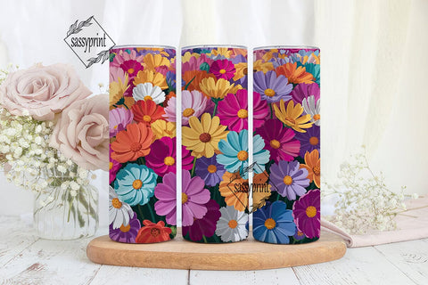 Vibrant Daisy Floral 20oz Tumbler Wrap Sublimation sassyprint 