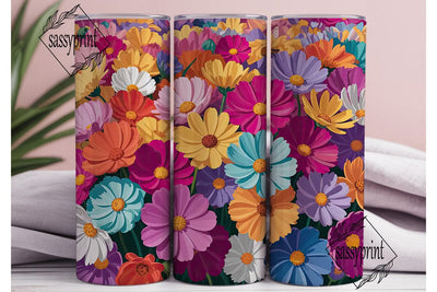Vibrant Daisy Floral 20oz Tumbler Wrap Sublimation sassyprint 