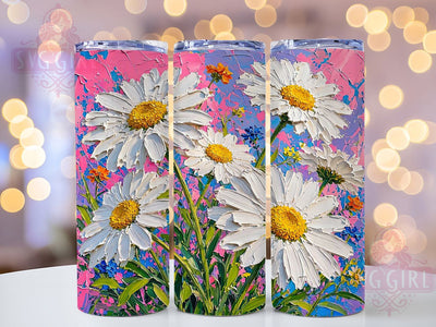 Vibrant Daisy Impasto 20oz Tumbler, Vibrant Daisy Motif, Impasto Art Design, Floral Theme, Bold Accent, Artistic Charm, Sublimation Wrap, 20oz Tumbler Sublimation SvggirlplusArt 