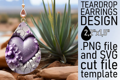 Vibrant design, excellent for teardrop earrings! , 3D Heart Sublimation afrosvg 