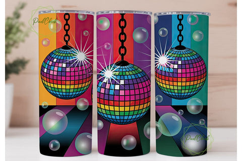 Vibrant Disco Ball Night 20oz Tumbler Sublimation PixelChick 