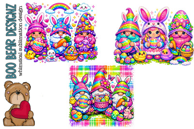 Vibrant Easter Bunny Gnome Clipart Sublimation Boo Bear Designz 