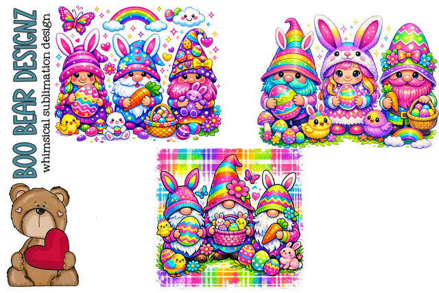 Vibrant Easter Bunny Gnome Clipart Sublimation Boo Bear Designz 
