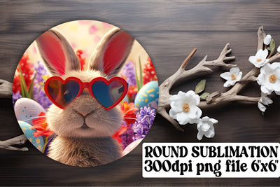 Vibrant Easter Bunny Sublimation Variety - Circle, Keychain, Coaster Sublimation afrosvg 