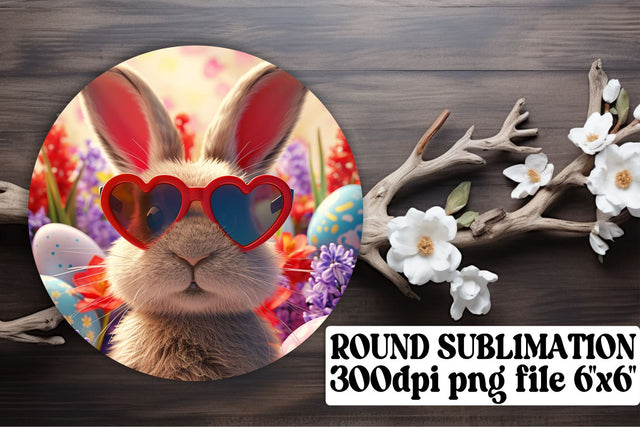 Vibrant Easter Bunny Sublimation Variety - Circle, Keychain, Coaster Sublimation afrosvg 