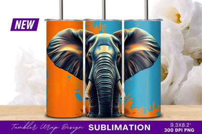 Vibrant elephant illustration with grunge background Sublimation Regulrcrative 