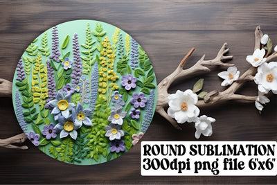 Vibrant Embroidery Floral Collection - 3D Flowers, Round Ornaments, Circle, Keychain, Car Coaster Sublimation afrosvg 