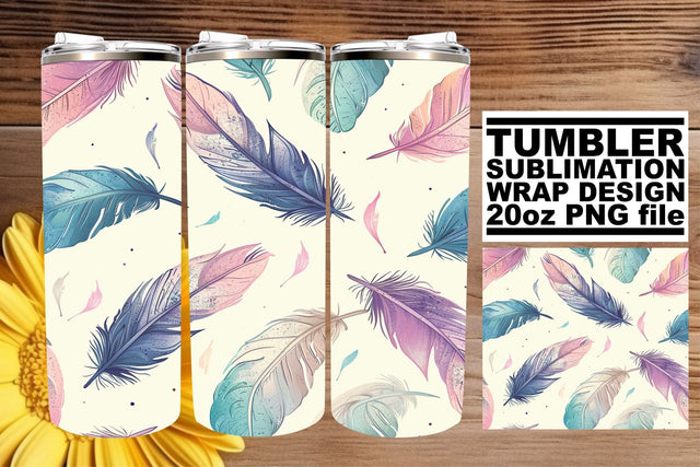 Vibrant Feather Cascade Tumbler Design 20oz Sublimation afrosvg 