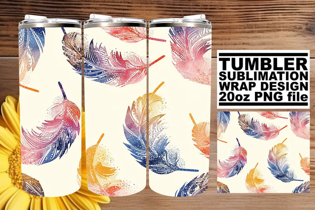 Vibrant Feather Dream Tumbler Art 20oz Sublimation afrosvg 