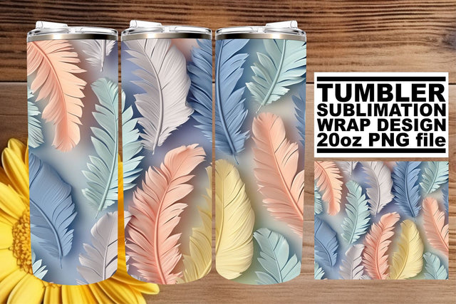 Vibrant Feather Frenzy Tumbler Wrap Sublimation 20oz Sublimation afrosvg 
