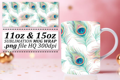 Vibrant Feather Mug Wrap: Sublimation Collection with Colorful Patterns Sublimation afrosvg 