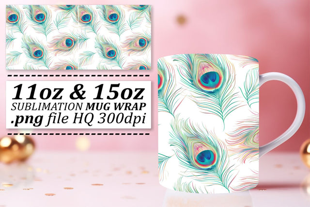 Vibrant Feather Mug Wrap: Sublimation Collection with Colorful Patterns Sublimation afrosvg 