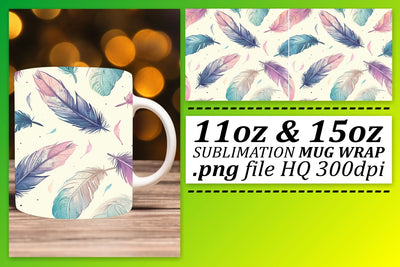 Vibrant Feather Mug Wrap: Sublimation Collection with Colorful Patterns Sublimation afrosvg 