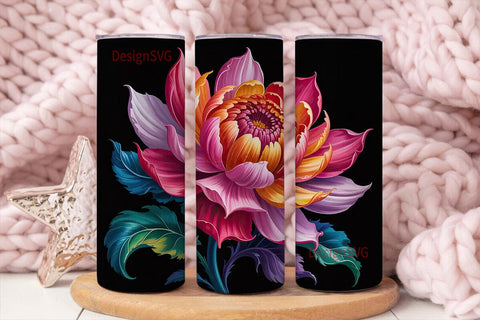 Vibrant Floral 20oz Tumbler Wrap Sublimation DesignSVG 