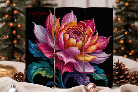 Vibrant Floral 20oz Tumbler Wrap Sublimation DesignSVG 