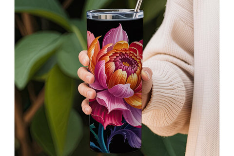 Vibrant Floral 20oz Tumbler Wrap Sublimation DesignSVG 