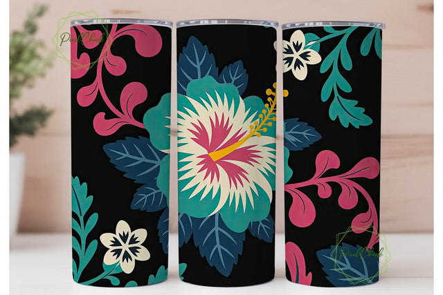 Vibrant Floral 20oz Tumbler Wrap Sublimation PixelChick 