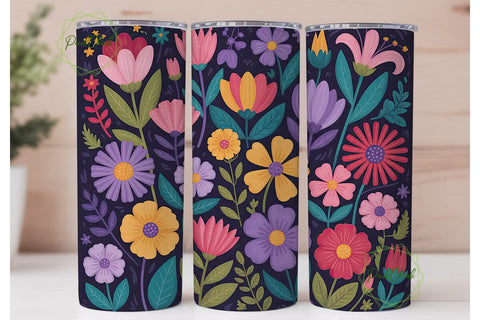 Vibrant Floral 20oz Tumbler Wrap Sublimation PixelChick 