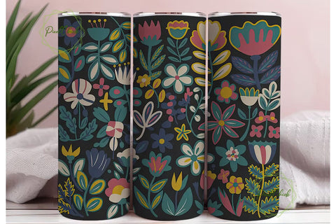 Vibrant Floral 20oz Tumbler Wrap Sublimation PixelChick 