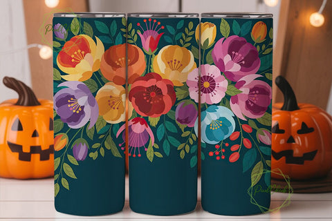 Vibrant Floral 20oz Tumbler Wrap Sublimation PixelChick 