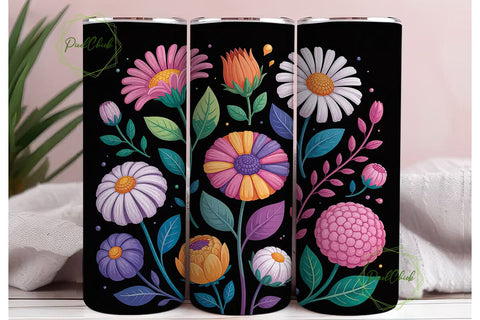 Vibrant Floral 20oz Tumbler Wrap Sublimation PixelChick 
