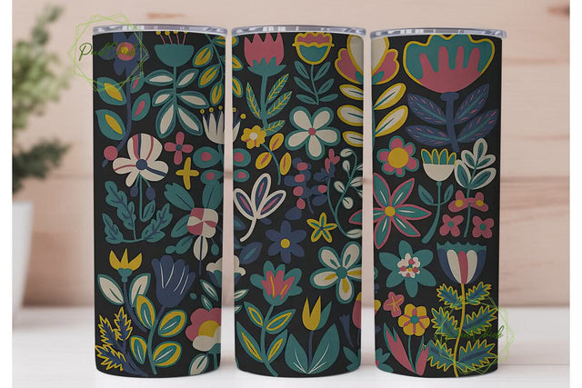 Vibrant Floral 20oz Tumbler Wrap Sublimation PixelChick 