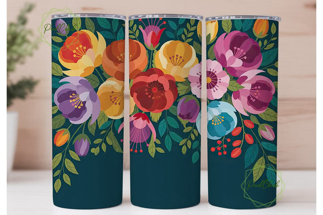Vibrant Floral 20oz Tumbler Wrap Sublimation PixelChick 