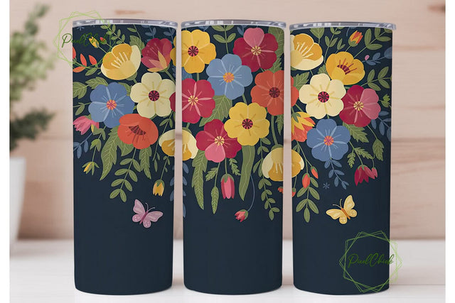 Vibrant Floral 20oz Tumbler Wrap Sublimation PixelChick 