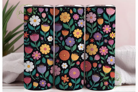 Vibrant Floral 20oz Tumbler Wrap Sublimation PixelChick 