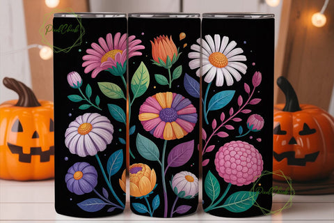 Vibrant Floral 20oz Tumbler Wrap Sublimation PixelChick 